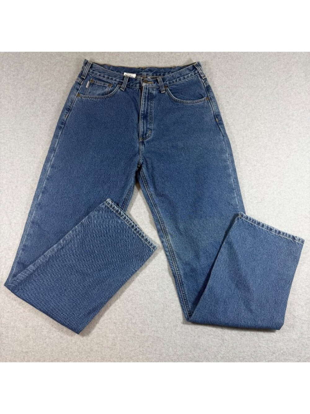 Carhartt B172 DST Mens 34x36 Flannel Lined Relaxed Fit Jeans Blue Denim